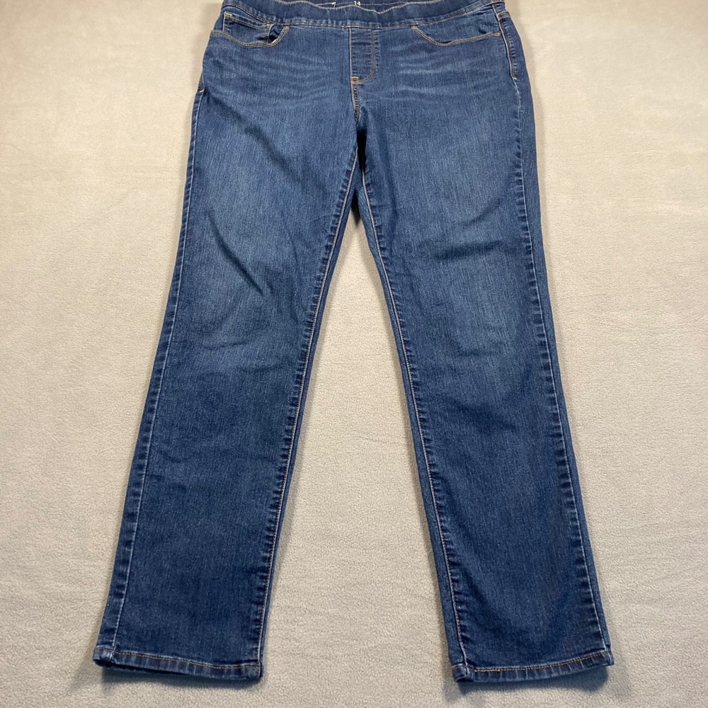 Levi's Jeans Womens 14 Medium Blue Straight Mid Rise Pull-On Stretch Medium Wash